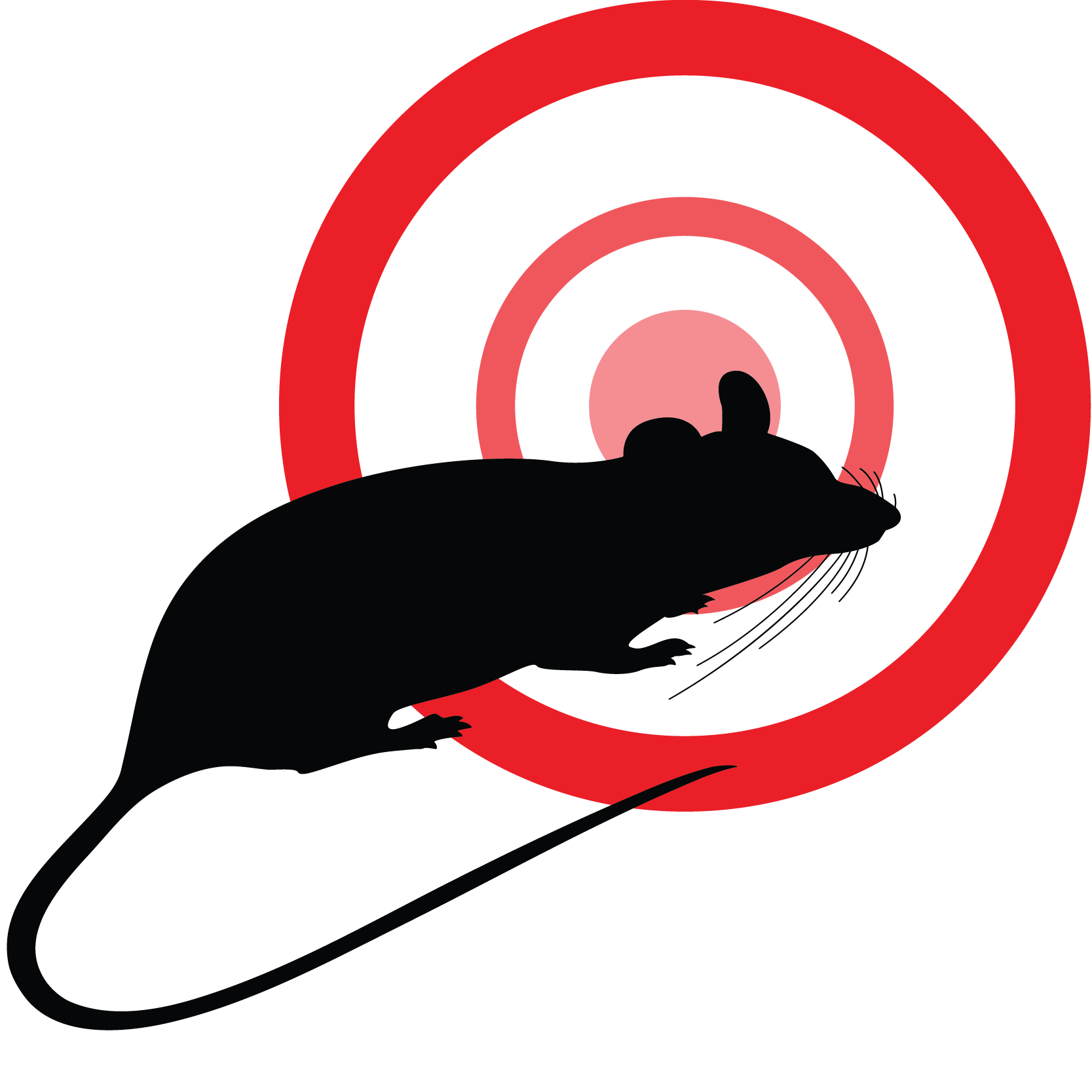 Rat with red circles representing the rodent control service